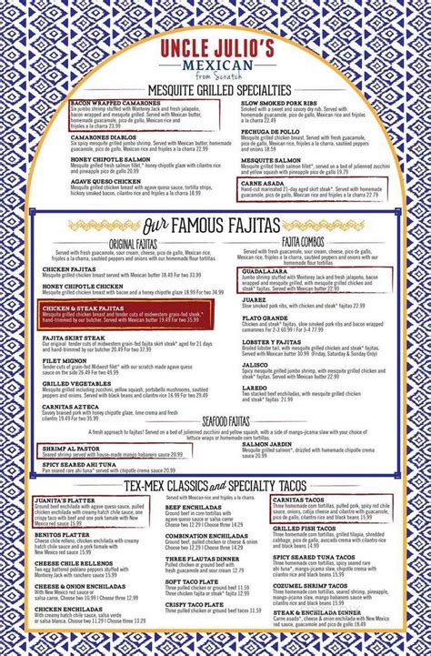 uncle julio's mexican|uncle julio's menu.